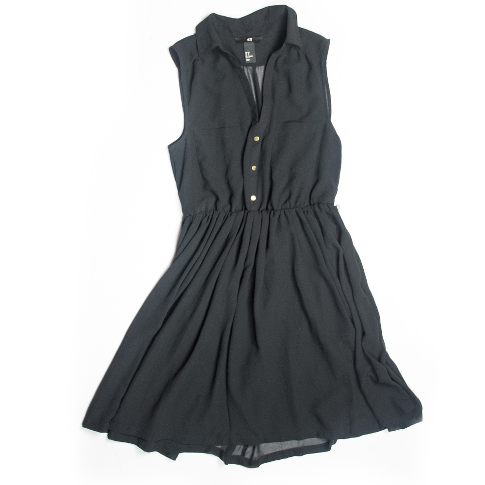 H&M Black Sheer Fit & Flare Dress